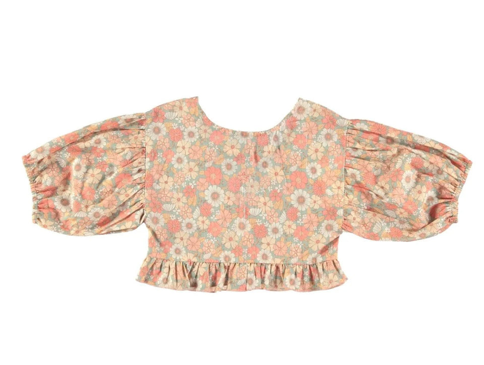 Tocoto Vintage Floral Lurex Cropped Top