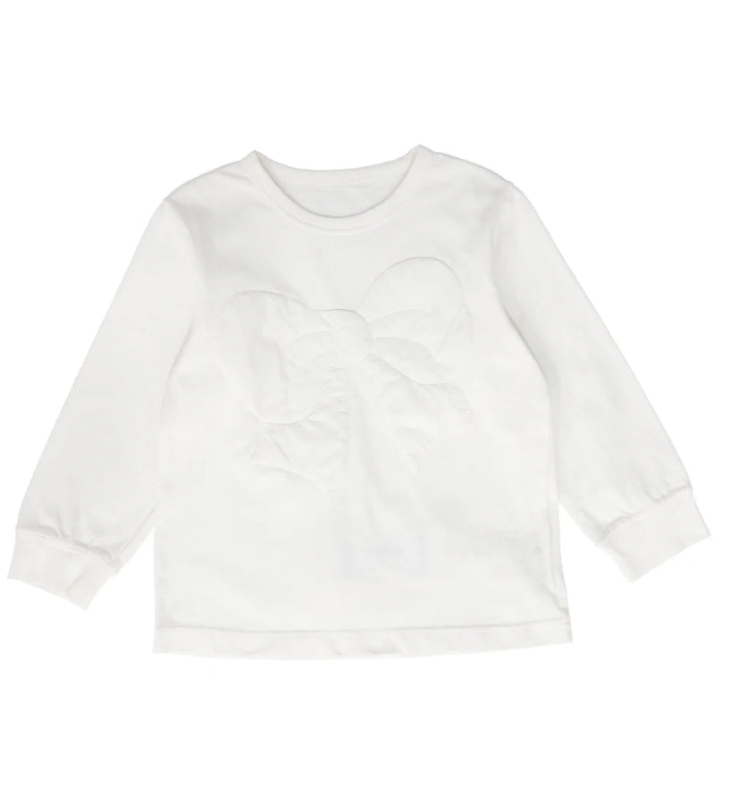 JNBY White Long Sleeve T-Shirt with Puffy Bow