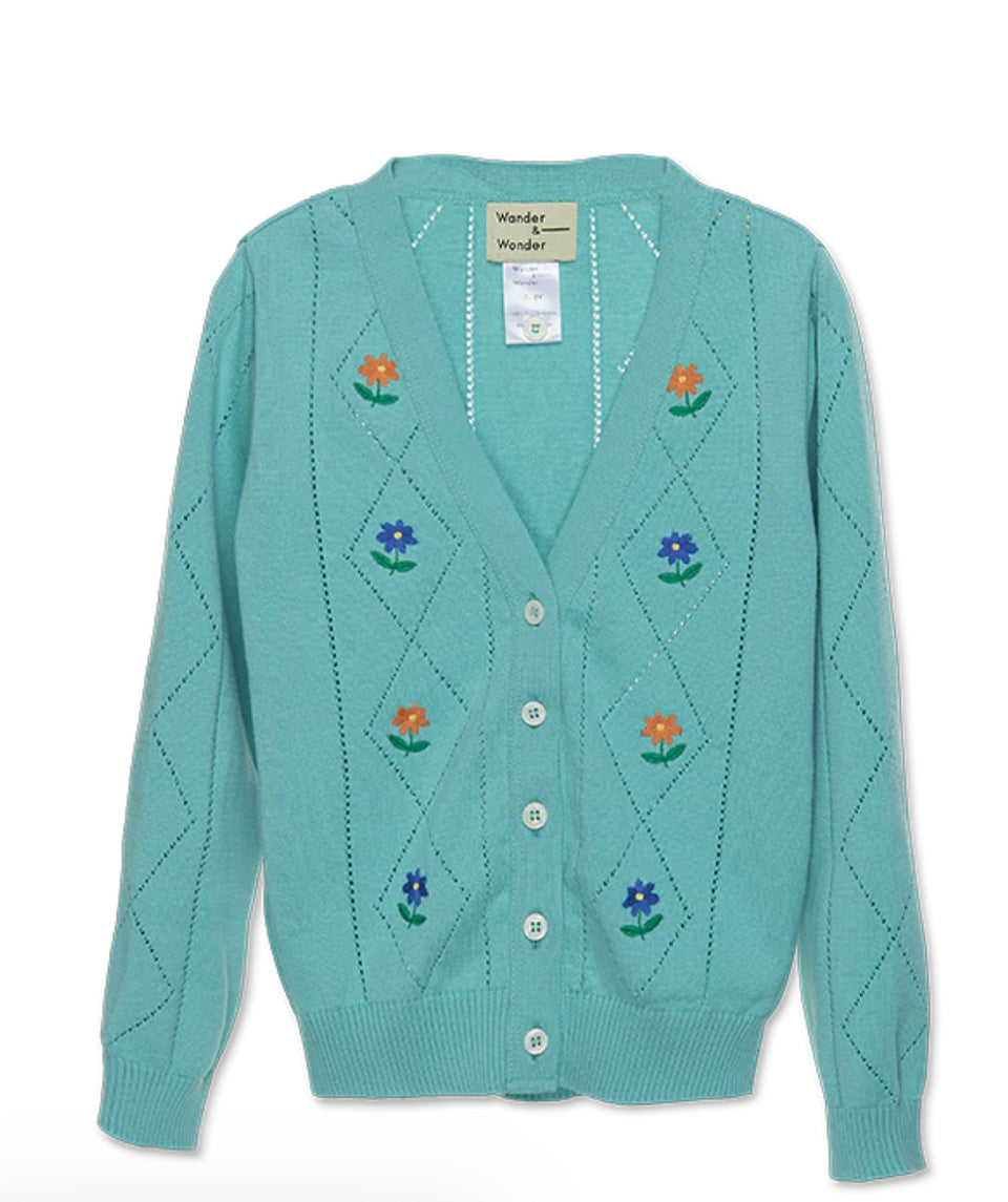 Wander & Wonder Green Floral Knit Cardigan