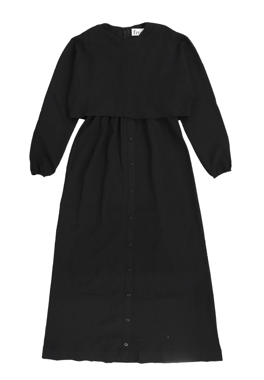 Froo Black Button Down Maxi Robe with Overlay