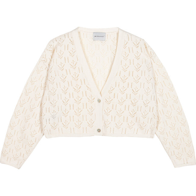 Mipounet Cream Knit Cropped Cardigan