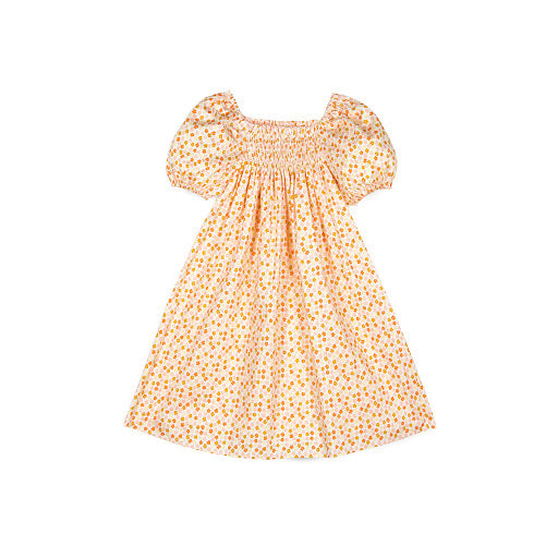 Mipounet Pale Yellow Floral Ruched Top Dress