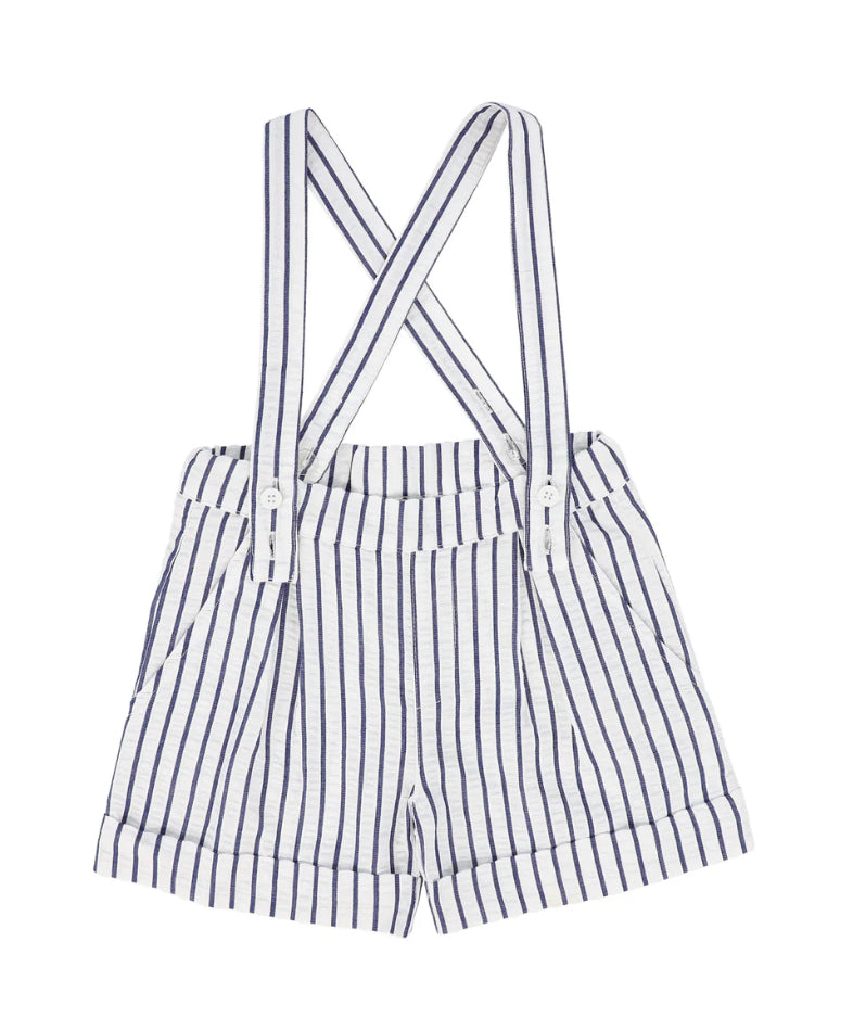 Bace Navy & White Stripe Overall Shorts