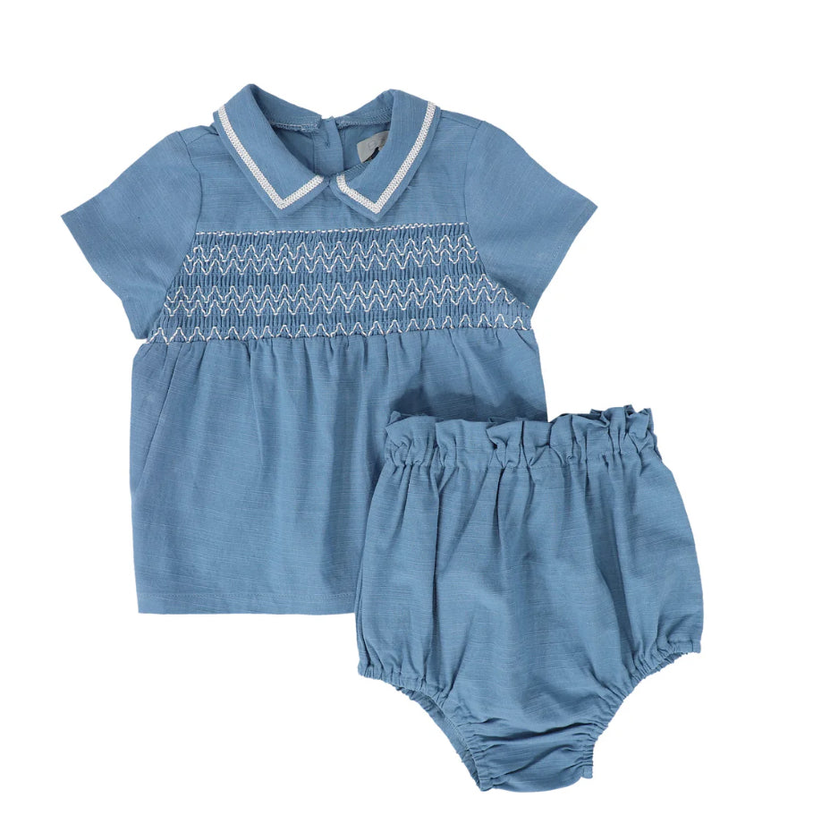 Bace Blue Baby Set with White Stitching