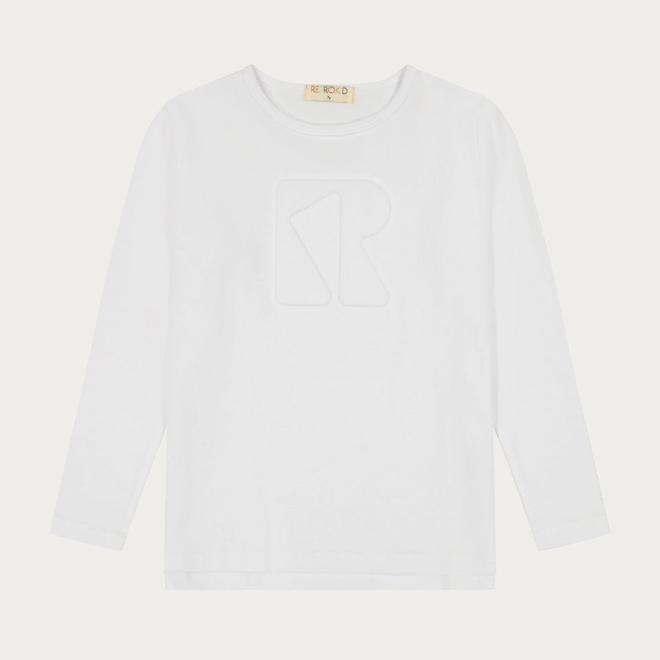 Retrokid White Long Sleeve T-Shirt with Embossed Logo