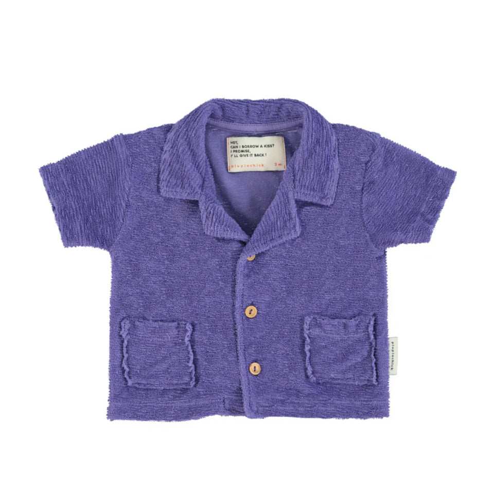 Piupiuchick Purple Terry Polo with Denim Overall