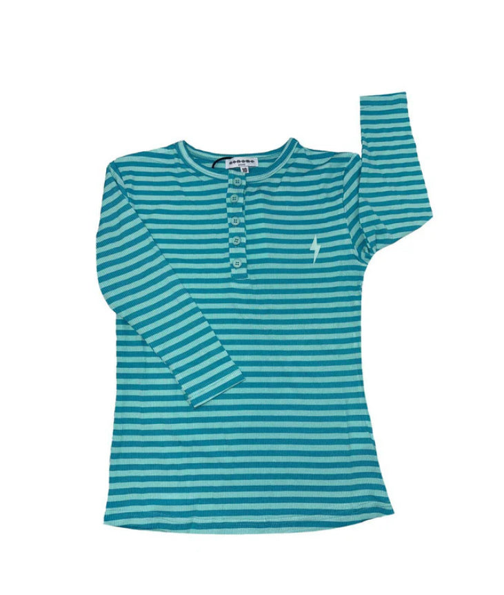 Noname Green/Teal Striped Ribbed Tee
