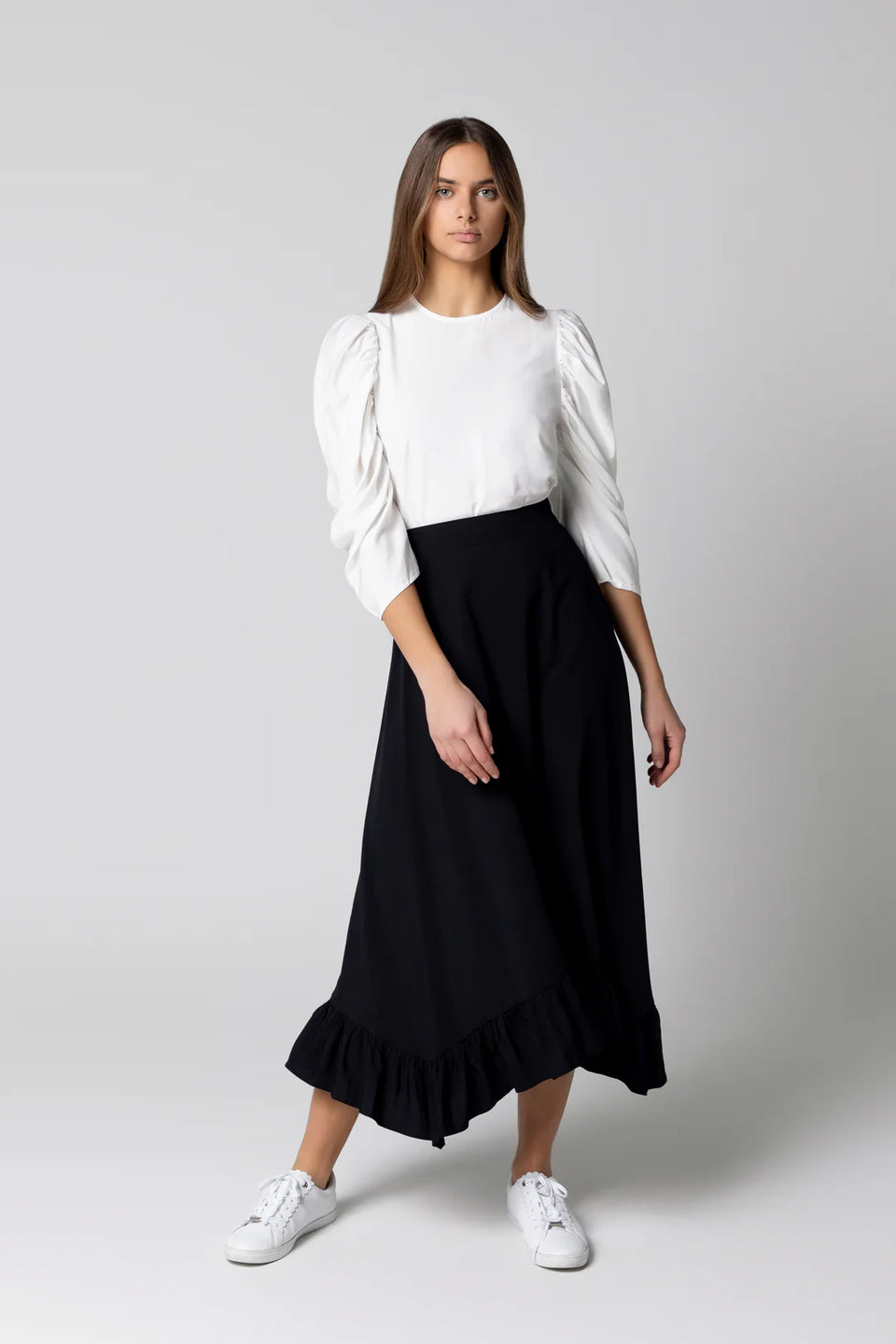 Elle Oh Elle White 3/4 Puff Sleeve Top