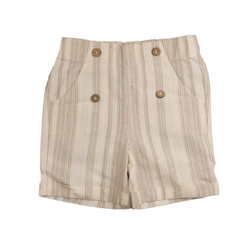 Noma Beige Striped Double Breasted Shorts