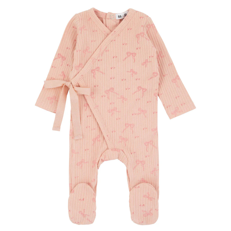 Ra and Da Pink Mock Wrap Bow Footie