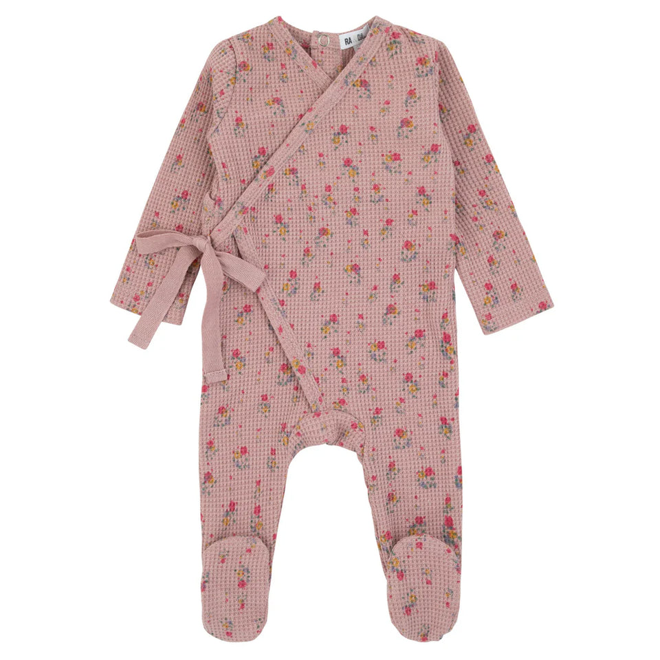 Ra and Da Pink Mock Wrap Waffle Footie