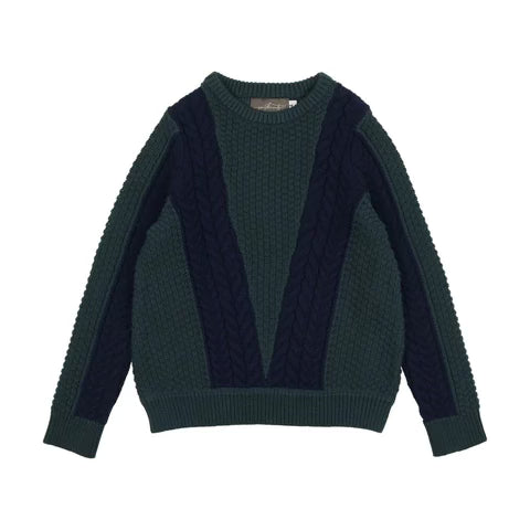 Sweet Threads Green Knit Sweater with Navy V