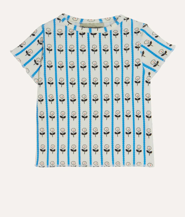 Campamento Ecru Flowers Rib SS Tshirt