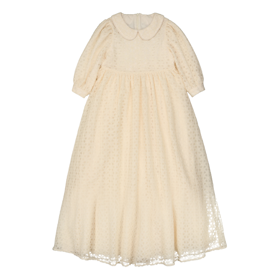 Soiree Cream Textured Gown- 3/4 Sleeves