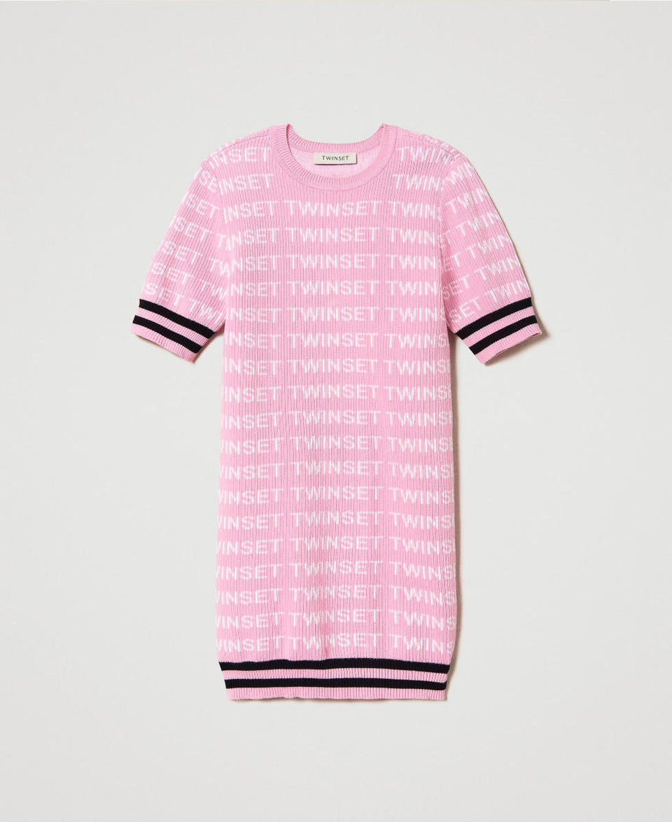 Twinset Pink Logo Knit Dress