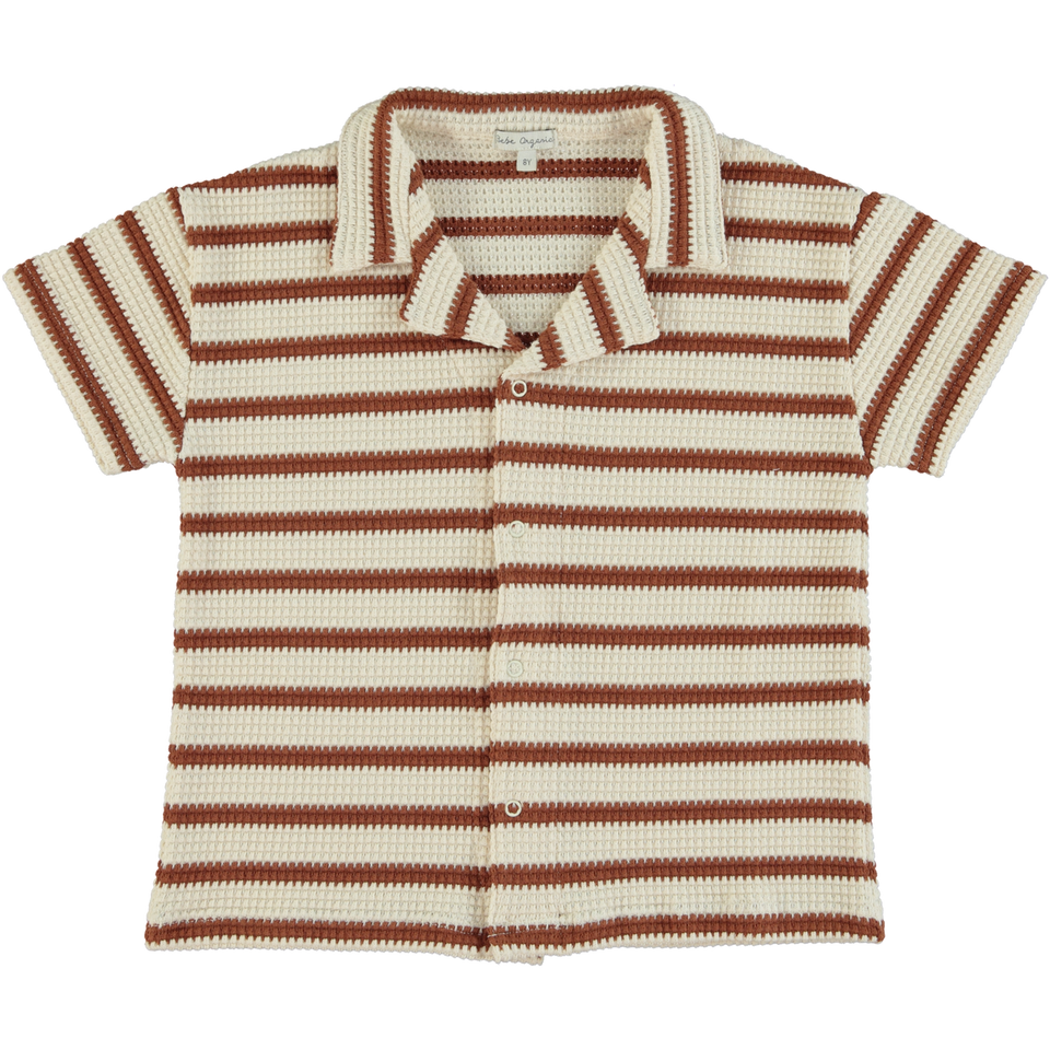 Bebe Organic Brown Stripe Grandpa Shirt