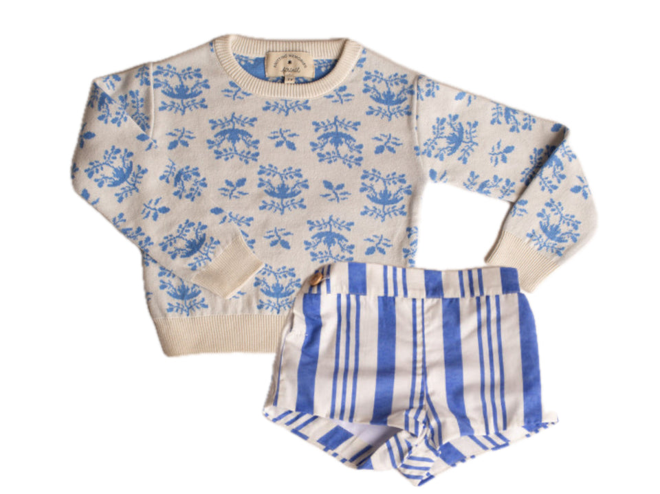 Birinit Petit Blue Floral/Striped Set