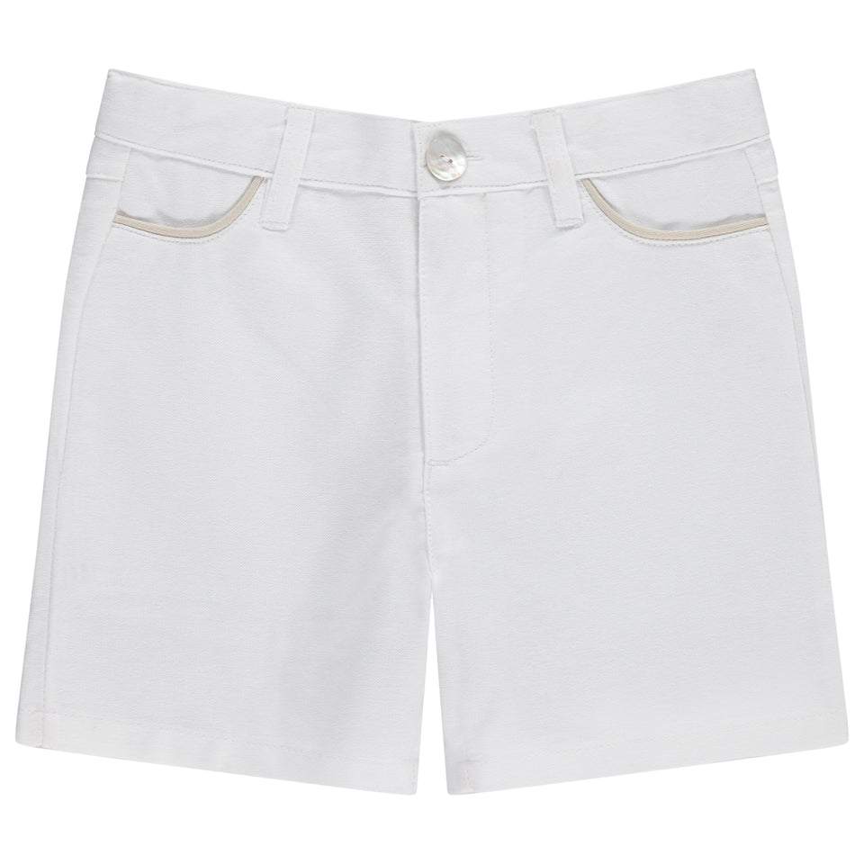 JayBee White Shorts with Tan Trim