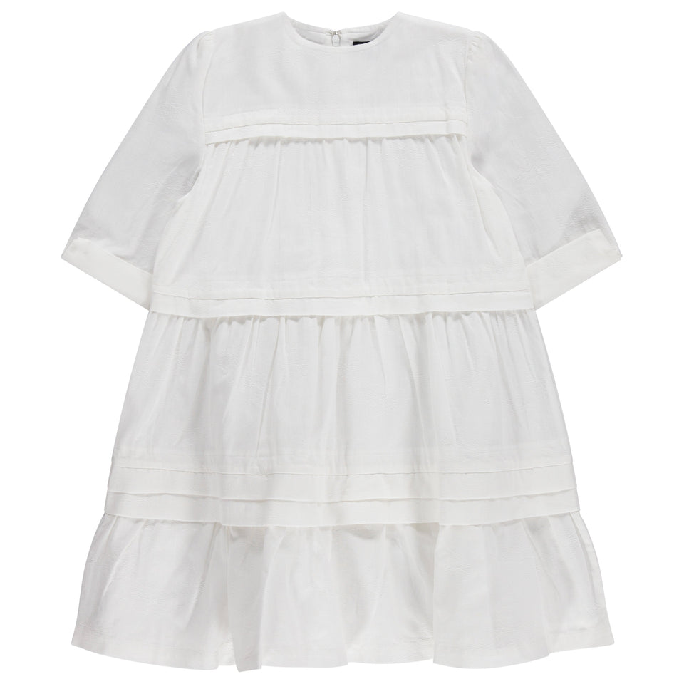 JayBee Textured White Dress-3/4 Sleeves