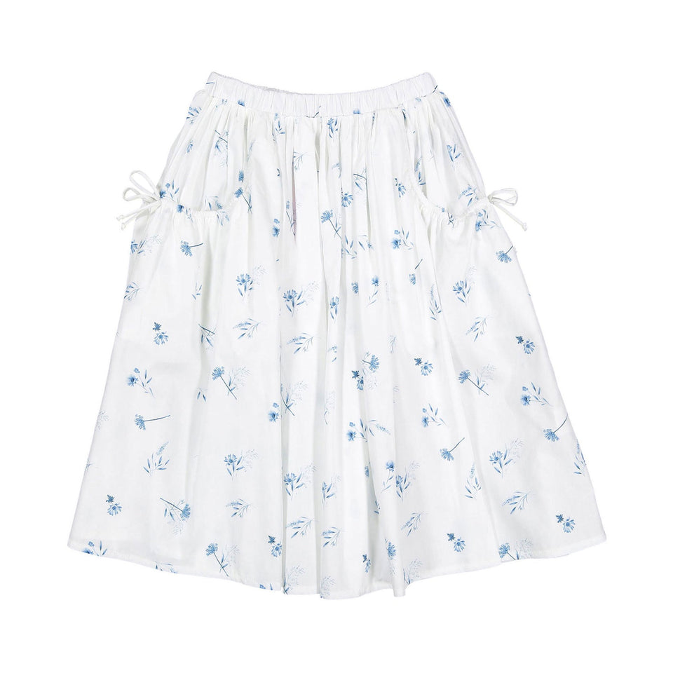 Christina Rohde White Skirt with Blue Flowers