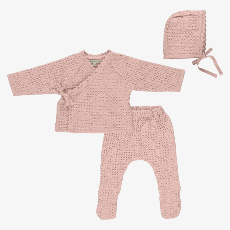Bebe Organic Waffle Layette Set in Blush