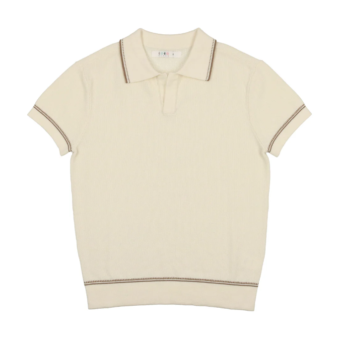 Coco Blanc Cream Knit Polo Sweater