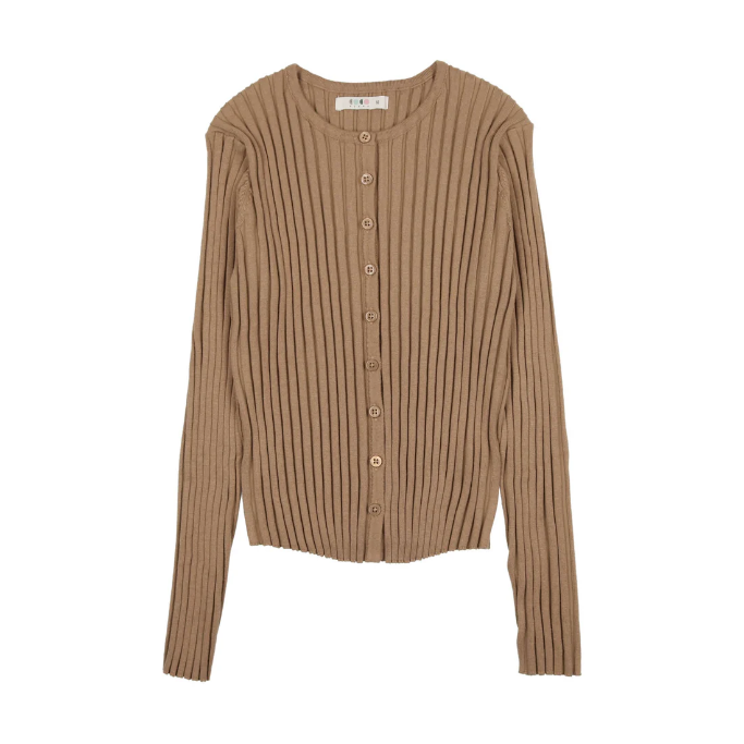 Coco Blanc Brown Ribbed Cardigan