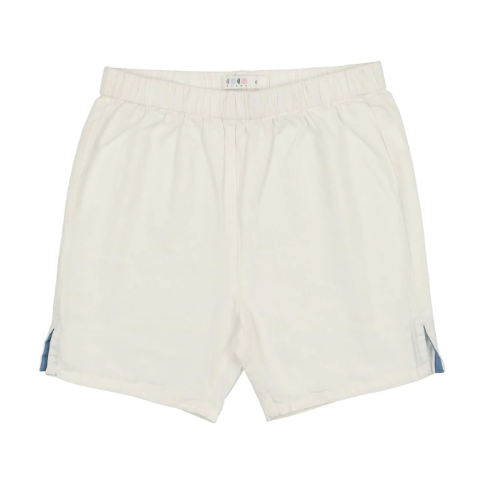 Coco Blanc White Elastic Short with Blue Detail