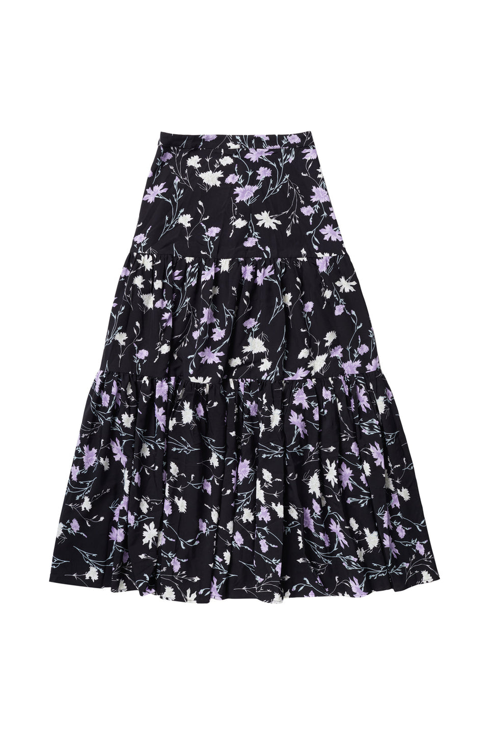 Zaikamoya Purple Floral Black Skirt