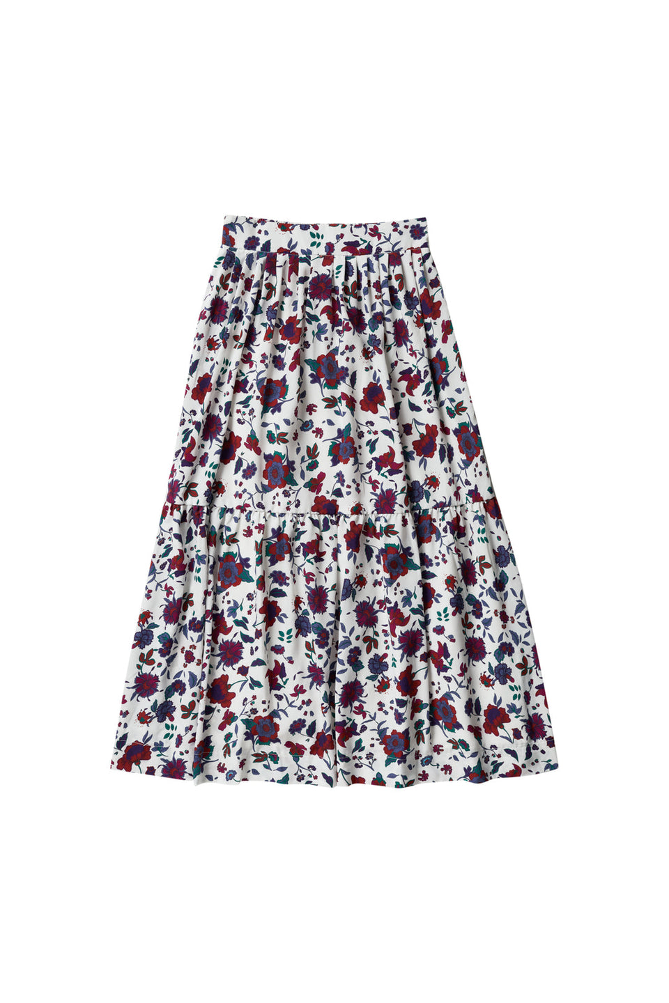 Zaikamoya Floral White Pleated Maxi Skirt