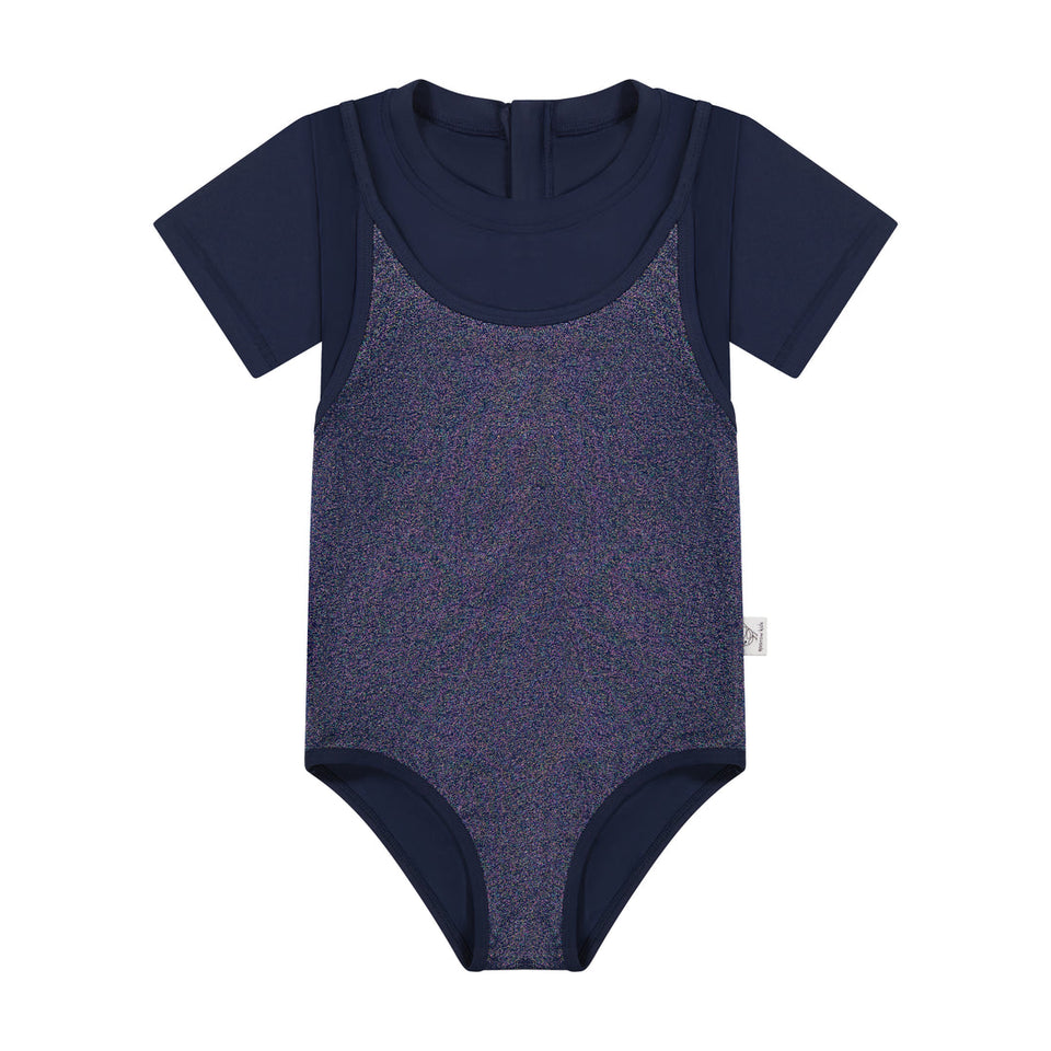Sparrow Shimmer Girl’s Swimsuit with Attached Tee