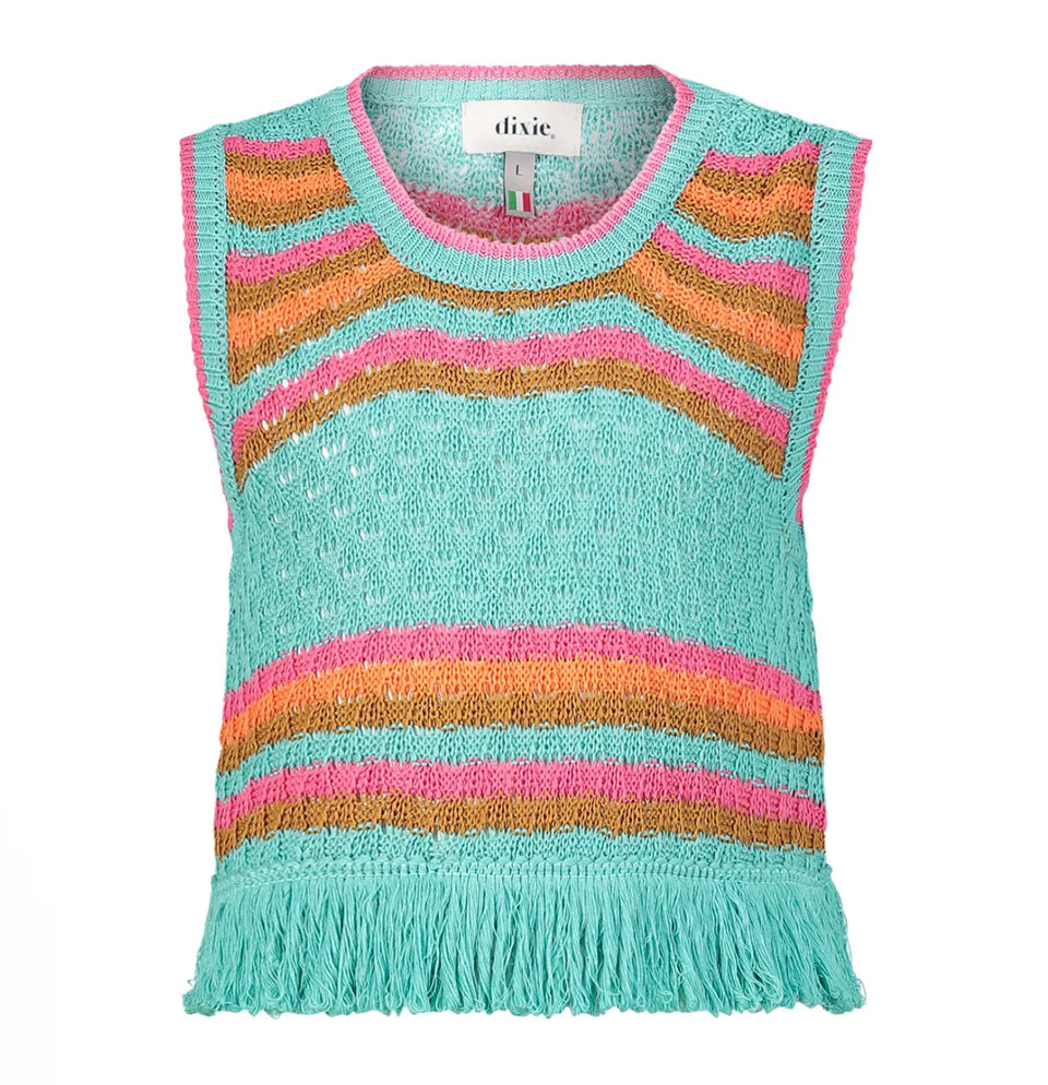 Dixie Multi Stripe Fringe Vest