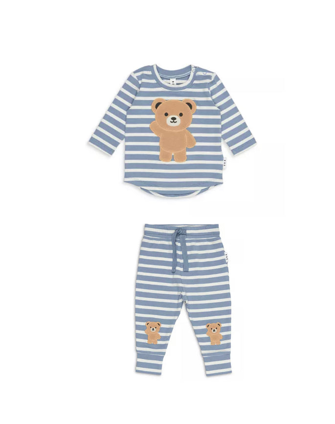 Hux Blue Striped Teddy Set