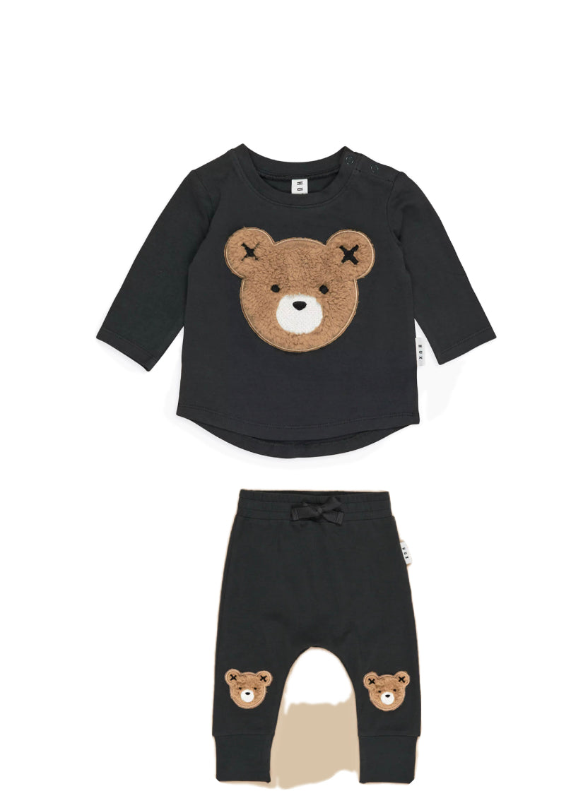 Hux Black Furry Bear T-Shirt Set