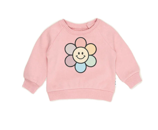 Hux Pink Sweatshirt with Colorful Sunflower