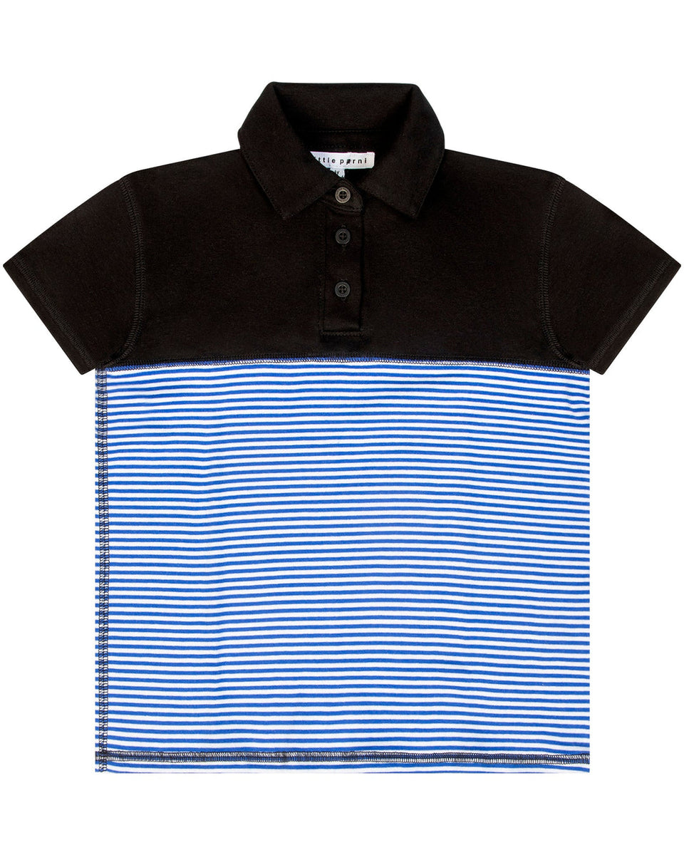 Little Parni Royal Blue/White Striped Boys Polo