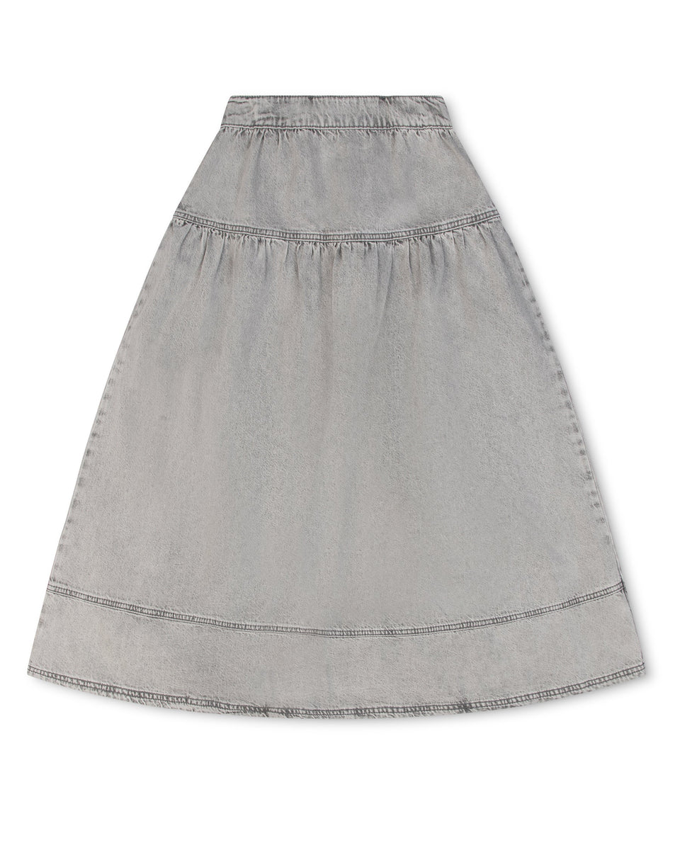 Little Parni Grey Denim Maxi Skirt