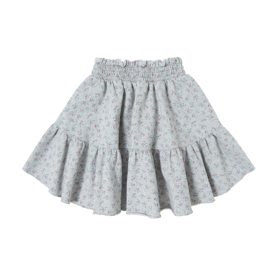 Tocoto Vintage Grey Flowers Plush Mini Skirt