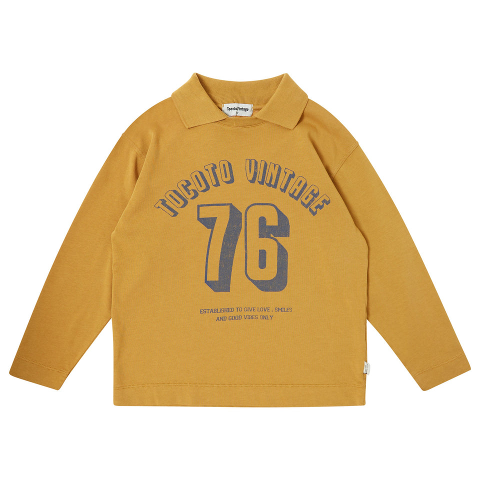 Tocoto Vintage Mustard "76" Polo Sweatshirt