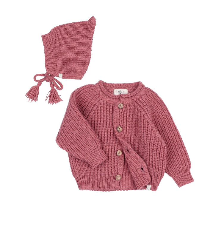 Buho Blush Soft Knit Cardigan W/ Hat