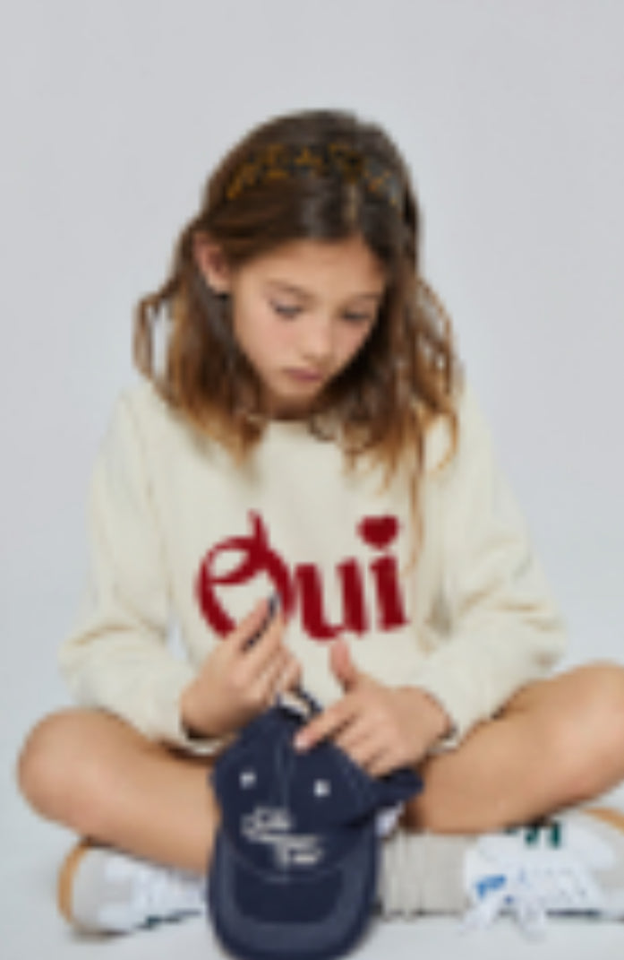 Mipounet “Oui” Cream Fleece Sweatshirt