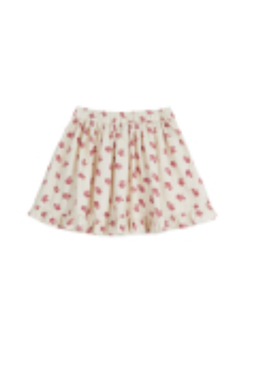 Mipounet Cream Printed Corduroy Skirt