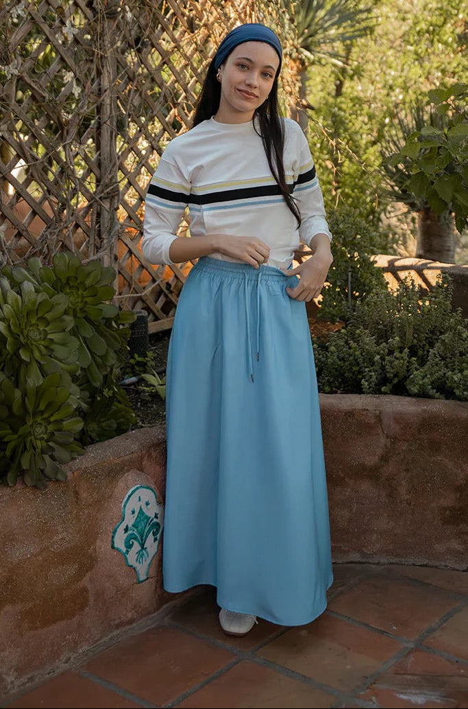 Tea Contrast Elastic Waistband 544 Skirt
