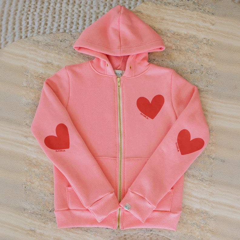Mira LA Pink Malibu Girl Zip Up Sweater