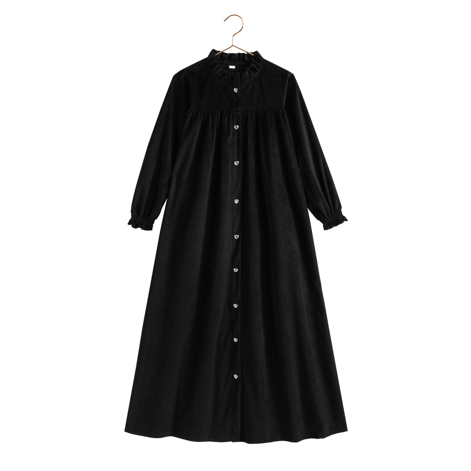 Retrokid Isla Black Maxi Velvet Ribbed Dress