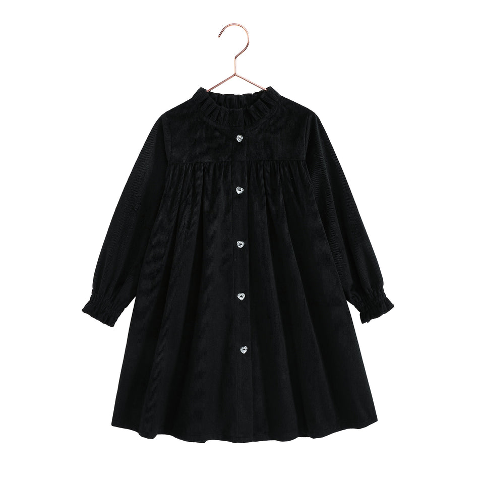 Retrokid Isla Black Short Velvet Ribbed Dress