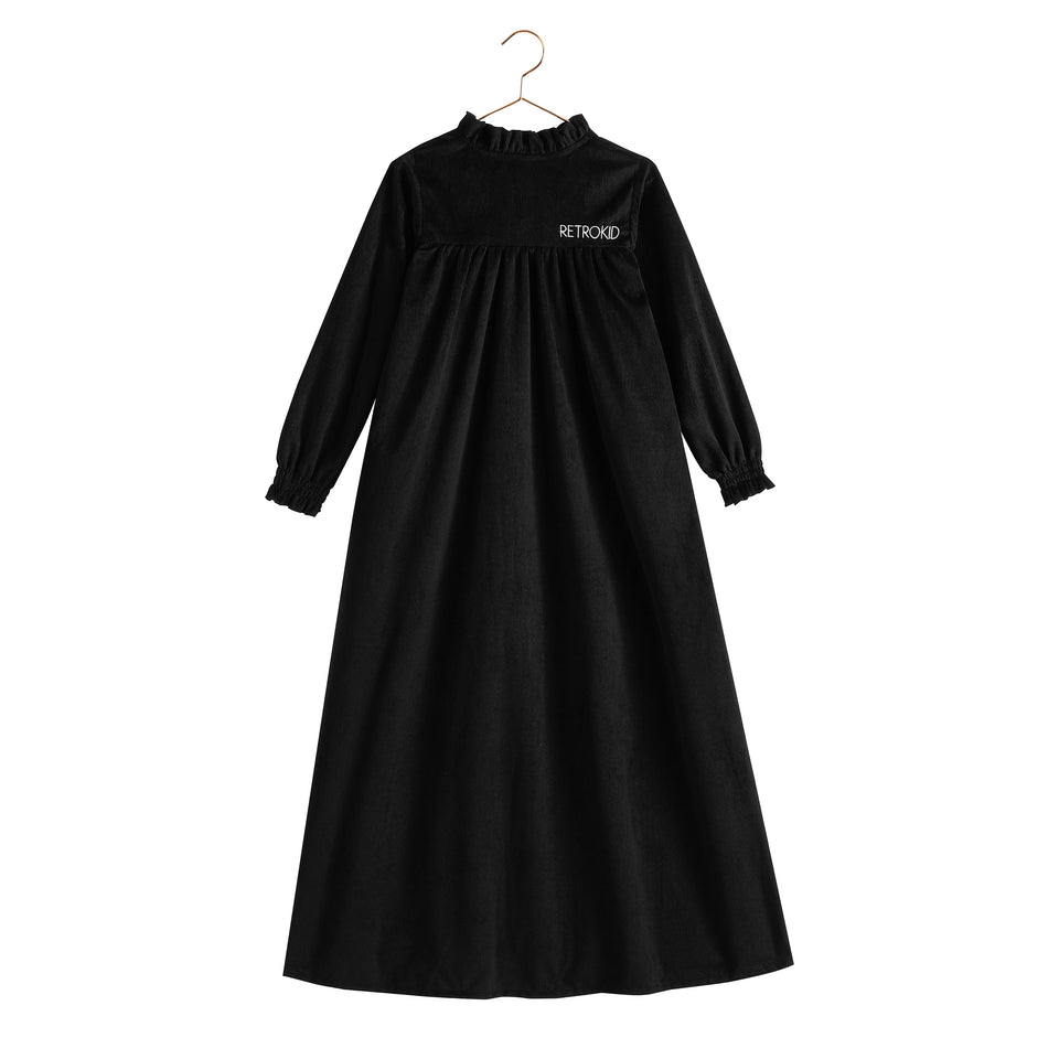 Retrokid Isla Black Maxi Velvet Ribbed Dress