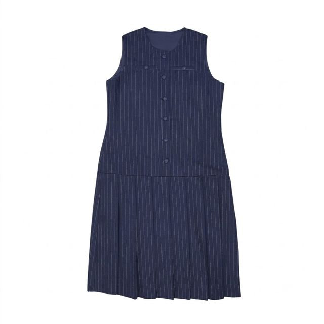 Sweet Threads Navy Blue Pinstripe Jumper Dress