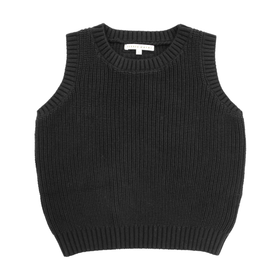 Little Parni Black Knit Vest