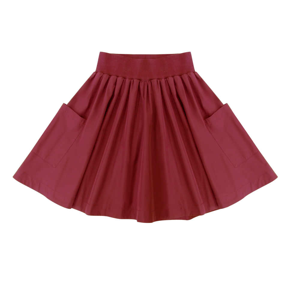 Little Parni Burgundy Taffeta Skirt